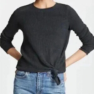 Madewell Elwood Knot Front Long Sleeve Ribbed Top